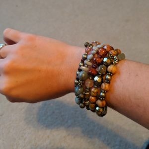 Layered multi-color beaded bracelet